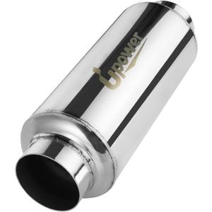 Upower 2.5" Inlet&Outlet Exhaust Resonator,4" x8.5" Body 11.5" Overall Length Center Straight Through Stainless Steel Muffler,Polished