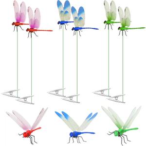 Dragonfly Clip Bug Repe Llent - 3D Dragonfly Clips,6 Pack-Garden Decor Deer and Horse Fly Deterrent for Indoor/Outdoor Garden