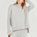 ANRABESS Women's 2 Piece Outfit Sweater Lounge Sets Long Sleeve Knit Pullover Wide Leg Pant Tracksuit Loungewear 2025 Fashion (Gray, M)