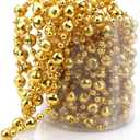 Vpang Round Crystal Pearls Beads String Garland for Christmas, Valentine, Exhibition, Wedding, Party, DIY Craft, Home Decoration, 106 inch (Gold)