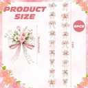 8 Pcs Pink Bow Hanging Banner Pink Bow Themed Birthday Party Decorations Spring Floral Garland Banner Party Decor for Bridal Shower, Wedding Favors, Birthday, Bachelorette Supplies