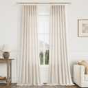 Aersas Natural Cream Pleated Linen Curtains 94 Inches Long for Living Room Bedroom Pinch Pleat with Hooks Back Tab Light Filter Boho Farmhouse Custom Semi Sheer 94 Inch Curtain for Sliding Door