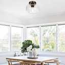 Industrial Semi Flush Mount Ceiling Light Oil Rubbed Bronze, 800 Lumen LED Bulb Included, Clear Glass Shade Ceiling Light Fixture, Light Fixture for Hallway Bathroom Bedroom, Hanging Light Fixtures
