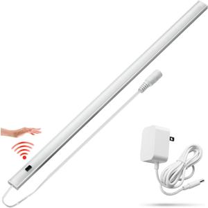 Under Cabinet Lighting Plug in 16" Hand Wave Sensor, 6W 12V 500 Lumen Dimmable Magnetic Ultra Thin Under Counter Lights for Kitchen/Indoor/Cabinet/Shelf/Sink/Garage(Cool White/6000K)
