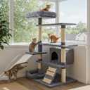 Abbylike 2 Pcs Cat Tree Tower Replacement Parts Grey Bed Cover with Elastic Band Removable Washable Padding for Platform Perch Shelves, Only Cover, Cat Tower Cushions Accessories(15.7 x 11.8 Inch)