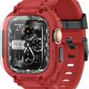 amBand Bands Case Screen Protector Compatible with Apple Watch Ultra 3/2/1 49mm, M1 Sport Series Rugged Cover Strap and 9H Tempered Glass Film, Protective Bumper for iWatch 49 mm Men - Mars Red