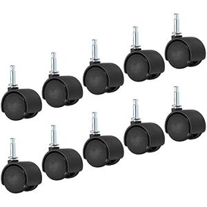 PATIKIL 1 Inch Swivel Stem Casters, 10 Pack Nylon 360 Degree Insert Swivel Stem Wheels for Chair Shelf Furniture Replacement, Black