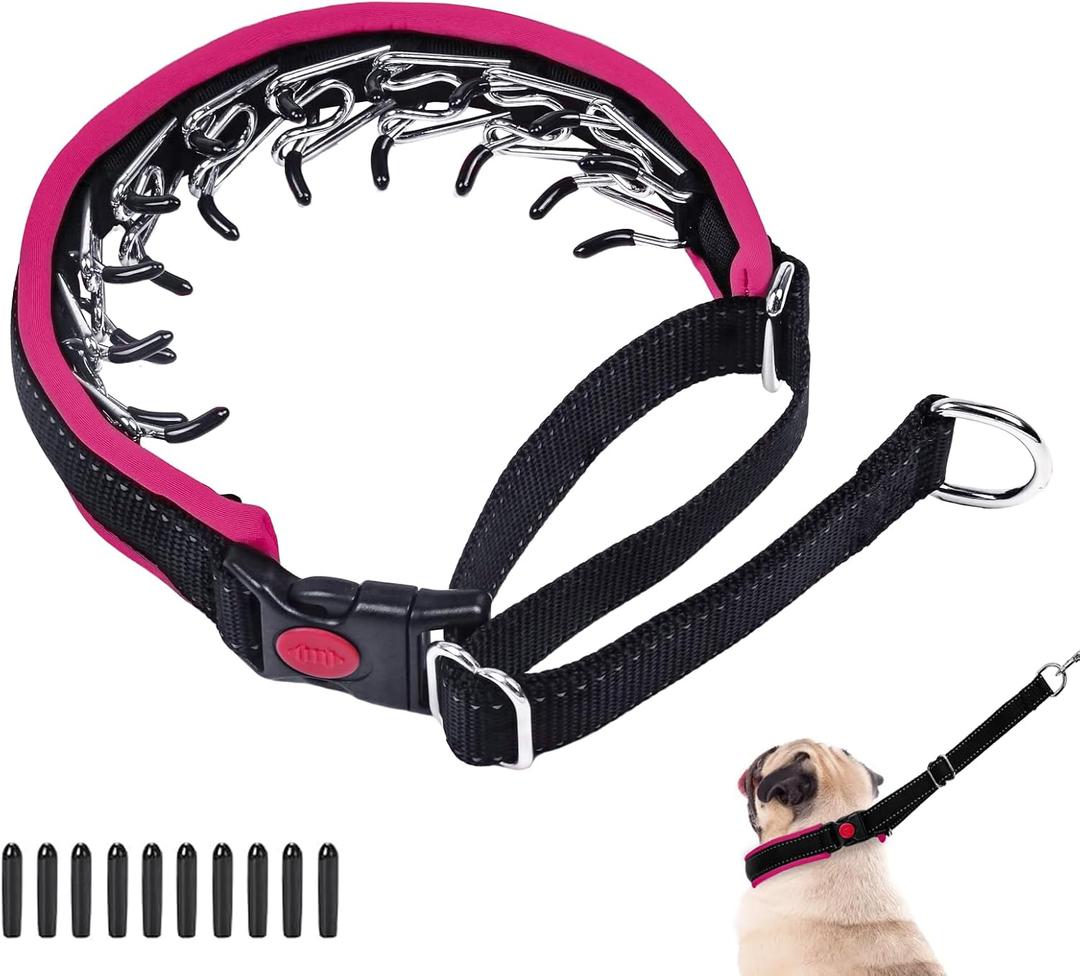 Martingale No Pull Dog Collar - Heavy Duty Nylon With Buckle, Adjustable Anti Pull Reflective Slip Collar for Large Medium Small Dog Training Walking M Hot Pink (M (15"-23" Neck, 1.5" Wide))