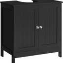 Iwell Pedestal Sink Storage Cabinet with 2 Doors and Shelf, Under Sink Cabinet, Bathroom Sink Cabinet with U-Shape, Black