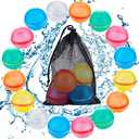 Tizikcon 20 PCS Magnetic Reusable Water Balloons, Refillable Silicone Bath Pool Beach Toys for Kids, Quick Fill Self-Sealing Splash Balls for Outdoor Water Fun Summer Family Games
