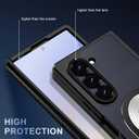 Jonwelsy Case for Samsung Galaxy Z Fold 5, Metal Radiator Design [Compatible with Magsafe] Back Cover with Foldable Stand, Camera Lens Protector Phone Cover for Samsung Galaxy Z Fold 5 (Black)