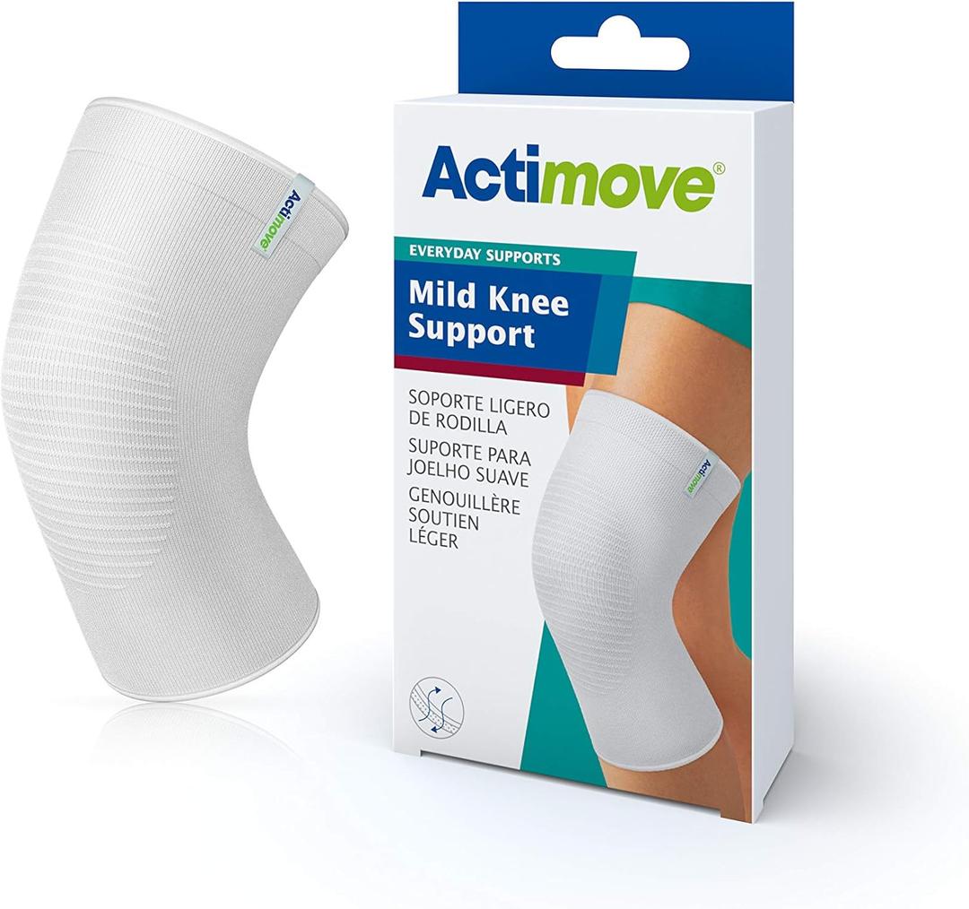 Actimove Everyday Supports Mild Knee Support - Mild Support, Lightweight, Easy to Apply for Slightly Swollen and Aching Knees  White, Medium