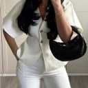 Verdusa Women's Old Money Clothes Summer Short Sleeve Cardigans V Neck Button Down Lightweight Outerwear Knit Sweater (White, XS)