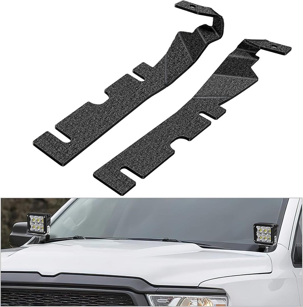 Nilight Ditch Light Brackets Hood Hinges Mount Brackets for Auxiliary Offroad LED Pod Light Work Light on 2009-2018 Dodge RAM 1500 2500 3500,Black