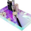 Acrylic Tray - Iridescent Vanity Tray with Non-Slip Base for Bathroom, Bedroom & Countertop, Decorative Organizer for Jewelry, Makeup, Perfume, Soap Dispenser (10.5" L x 5.5" W x 1" H)