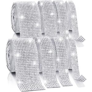 Rhinestone Ribbon Self Adhesive, 8-Yard Bedazzling Strips, 8-Rolls Rhinestone Strips for DIY Craft, Rhinestones for Crafting, Home Decor and Special Events, 4/6/8/14 Rows Transparent Crystal