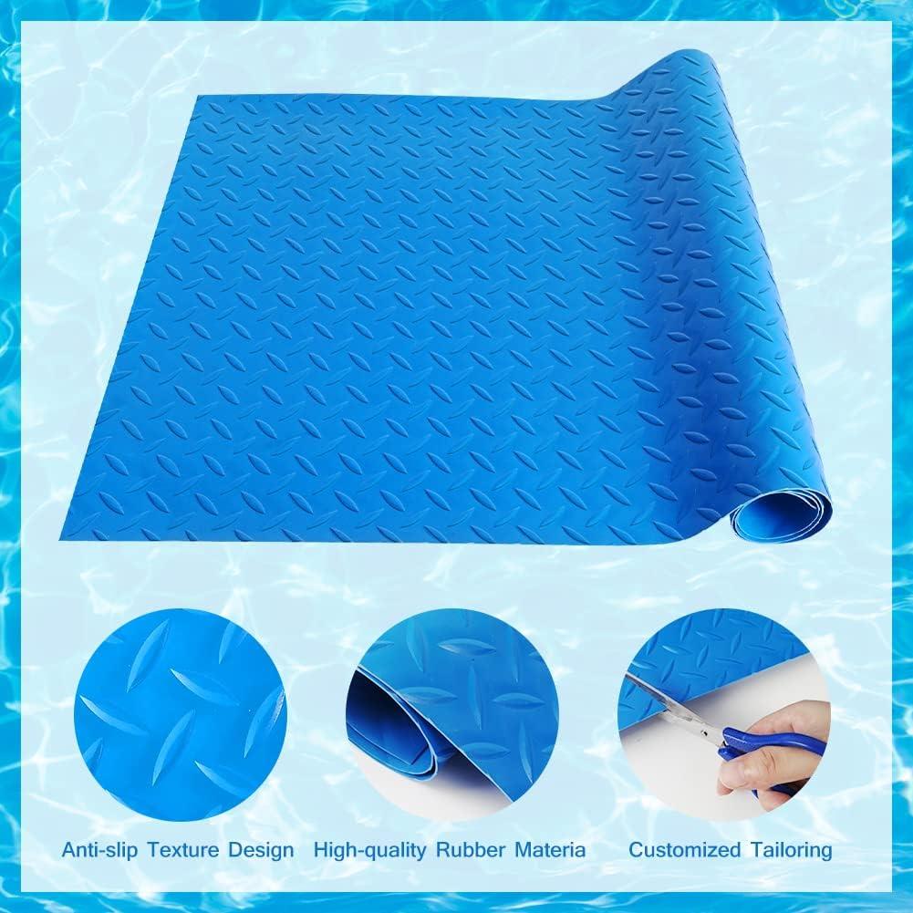 1 Pcs Extra Large Swimming Pool Ladder Mat, 36"x36" Protective Non-Slip Pool Step Pad with TextureProtective Ladder Pad for Above Ground Swimming Pools Liner and Stairs (Blue)