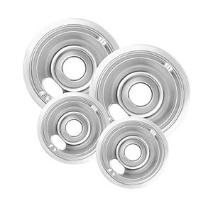 COZZIVITA 4-Piece Drip Pans Set - Compatible with GE Stoves - Chrome Finish Electric Stove Burner Drip Pans - 2 x 6inch, 2 x 8inch Stove Drip Pans - GE Stove Drip