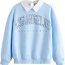 SOLY HUX Girl's Letter Graphic Sweatshirt Collared Drop Shoulder Long Sleeve Casual Pullover Tops, 7Y