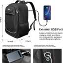 Travel Laptop Backpack for Men, Anti Theft Slim Durable Backpack for Women, with USB Port, Waterproof Business Computer Bag, for 18.4 inch Laptop and Notebook - Black