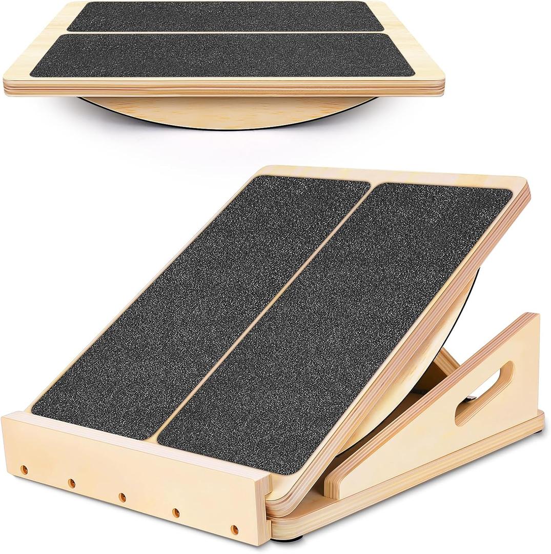 2-in-1 Slant Board & Balance Board for Adults, Adjustable Incline Board and Calf Stretcher Slant Board for Squats, Stretch Board for Knees Ankle Heel Feet Leg (color)