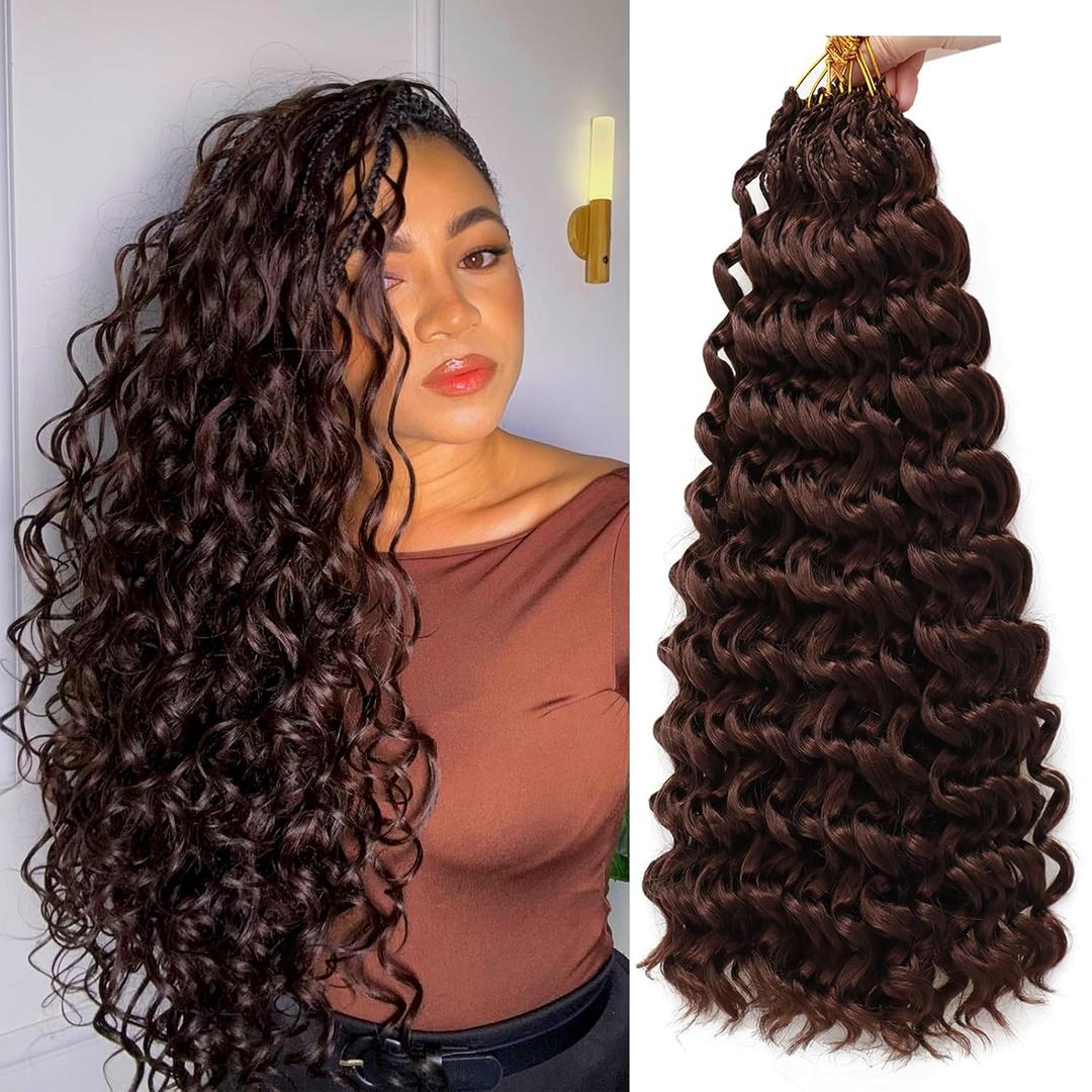 8Packs Curly Crochet Hair Boho Ocean Wave Crochet Hair 18Inch Pre Looped Crochet Hair for Black Women Pre Twisted Bench Curl Crotchet Hair(33#, 18inch)