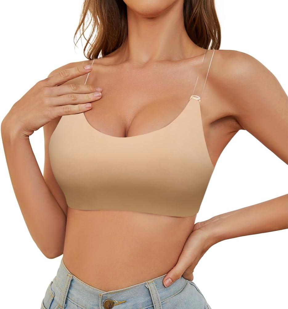 Sexy Code 1701 Clear Strap Backless Bra for Women Small Breast, Seamless Wireless Non Padded Bralette (Large, Beige) Sexy Code 1701 Clear Strap Backless Bra for Women Small Breast, Seamless Wireless Non Padded Bralette (Large, Beige)