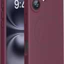 Miracase Compatible with iPhone 16 Case, [Soft Anti-Scratch Microfiber Lining], Compatible with MagSafe, Liquid Silicone Case Shockproof Drop Protection Phone Case for 16,Wine Red