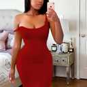 Nimsruc Women Casual Sexy Tank Top Bodycon Dress Summer Pencil Sleeveless Basic Midi Club Dresses (Red, M)