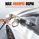 Short Pressure Washer Gun, High Pressure Washer Gun 4000 PSI M22-14mm & 3/8" Connect Car Accessories Car Washing Gun Car Detailing Kit with 5 Spray Nozzle, 1/4" Quick Connector Coupler for Foam Cannon