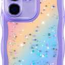 ZTOFERA for Samsung Galaxy S26 Ultra 5G Case 6.9",Cute Curly Wave Case with Glitter Rainbow Star,Clear Shiny Bling Soft TPU Shockproof Phone Protective Cover for Galaxy S26 Ultra-Rainbow Purple