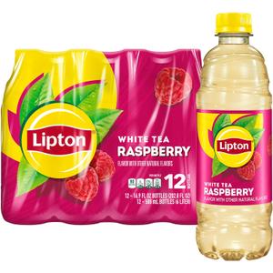 Lipton Raspberry White Tea, 16.9 Fl Oz Bottles (Pack of 12) (EXP 05/18/26)