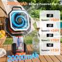 Portable Rechargeable Fan, 20000mAh Battery Powered Camping Fan | Battery Powered LED Light& Remote,4 Speeds Wind,USB, Timer,Oscillating for Travel Tent,Rv Camping Essentials -Orange, Large