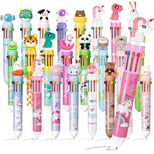 Kosiz 10 in 1 Cartoon Animal Pens for Kids, Multicolor Retractable Ballpoint Pen Set, Fun Educational Gift for Children, Classroom Supplies, Birthday Parties, Perfect for Kids Students(Classic Style)