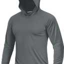 Boladeci Men's UPF 50+ Sun Protection Lightweight Hoodie Shirts Long Sleeve Fishing Shirt SPF UV Hiking Swim (Gray, XXL)