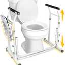 FSA/HSA Eligible, Vaunn Medical Bathroom Patented Height Adjustable Height Toilet Rail Grab Bar and Commode Safety Frame Handle