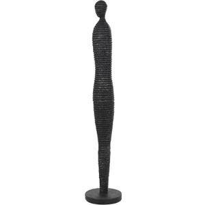 Deco 79 Polystone People Decorative Sculpture Tall Slim Figure Home Decor Statue with Ribbed Body and Glitter Accents, Accent Figurine 8" x 8" x 43", Black