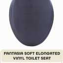 Soft Elongated Vinyl Toilet Seat, Black - 19 Inch Soft Vinyl Cover with Comfort Foam Cushioning - Fits All Elongated Size Fixtures - Easy to Install Fantasia by Achim Home Decor