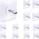 AIERSA 13 Pack Wall Hooks for Hanging,Screw Free Sticker for Mount Wall Shelf, 2 in 1 Reusable Adhesive Hooks Heavy Duty, Waterproof Rustproof and Oilproof for Kitchen, Bathroom, Home, Office(16mm)