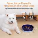 Sted Ceramic Slow Feeder Dog Bowl for Medium Large Breed, Puzzle Dog Food Bowl with Silicone Base, Maze Blue (Large-9.5 inches)