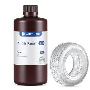 ANYCUBIC Tough Resin 2.0, 3D Printer Resin with Upgraded High Toughness and High Precision, 365-405nm Fast Curing 3D Resin for 4K 8K LCD/DLP/SLA 3D Printing (Clear, 1kg)
