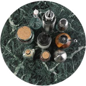 Marble Lazy Susan, 16 in Turntable Organizer for Cabinet Pantry Kitchen Countertop Fridge Bathroom Makeup Vanity Countertop, Detachable Organizer (Indian Green)