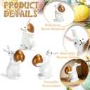 Easter Decorations Bunny Figurines, Set of 3 Elegant White Resin Rabbit Statues with Golden Eggs, Indoor Easter Spring Decorations for Home Tiered Tray Mantel Shelf Decor Tabletop Centerpiece