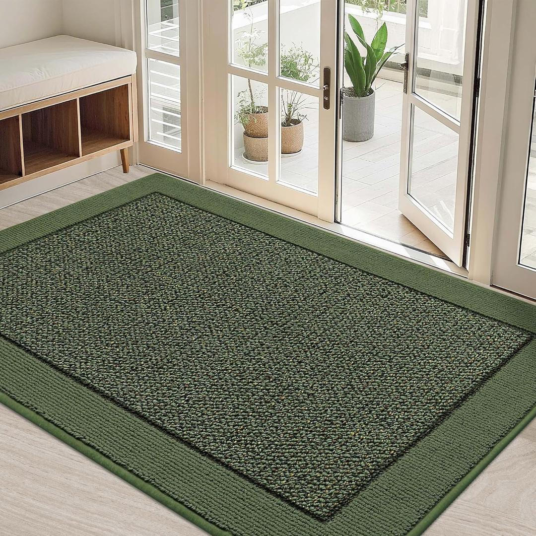 BEQHAUSE Indoor Door Mat 32" x 48", Dirt Trapper Door Mats Non-Slip Entryway Rugs Washable, Resist Dirt Absorbent Welcome Mat, Low Profile Floor Mats for Front Back Door and Entryway, Green