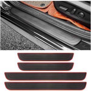 4PCS Car Door Sill Protector for BMW 5 Series F10 550i 528i 535i M5 535d 2011-2016, Waterproof Door Threshold Strips Anti-Scratch Abrasion Rubber Door Entry Sill Guard,B