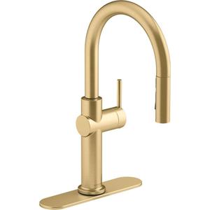 KOHLER 22972-2MB Crue Pull Down Kitchen Faucet, Pull-Down Sprayer, Vibrant Brushed Moderne Brass