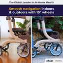 Drive Medical Nitro DLX Foldable Rollator Walker for Seniors & Adults - Hand Activated Brakes - Padded Seat - Storage Bag - 10 Inch Front Wheels - Folding Mobility Aid - Champagne