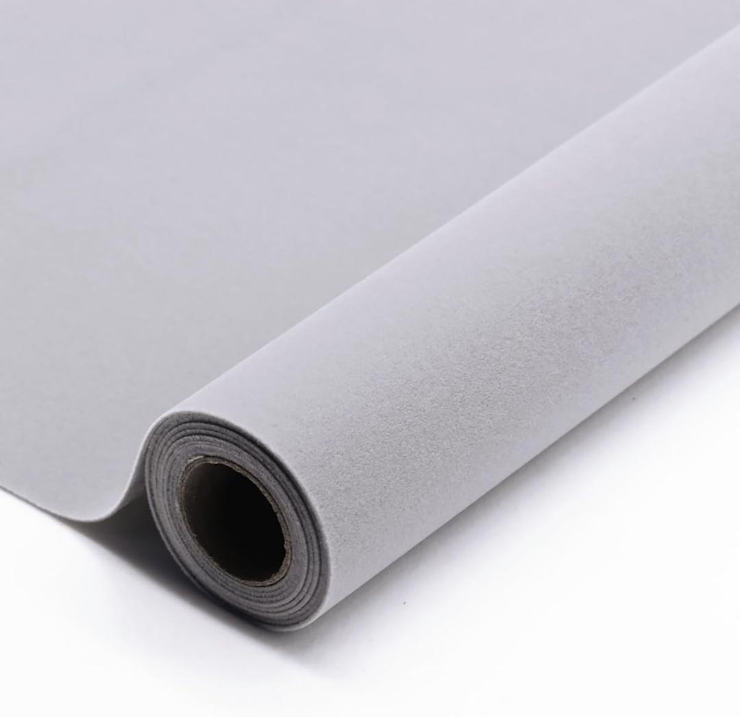 Light Grey Large Size Self Adhesive Soft Velvet Drawer Liner DIY Fabric Felt Liner for Drawers Jewelry Box Felt Lining Art & Crafts Display Cabinet Shelf Covering 24x117 Inches