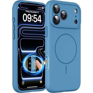 Magnetic for iPhone 17 Pro Case, Compatible with MagSafe, Integrated Silicone Camera Control Cover Protection, 3.0mm Thicken Silicone Phone Cover for 17 Pro 6.3", Lake Blue