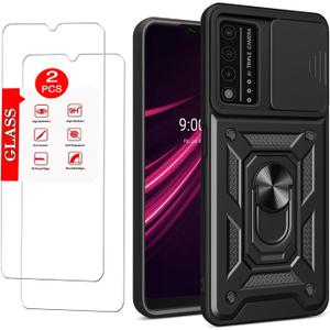 For T-Mobile REVVL V Plus 5G Case with [2 Pack] Tempered Glass Screen Protector, For TCL T-Mobile Revvl V+ 5G [Military-Grade] Protective Lens Protects Magnetic Kickstand Car Mount Phone Case